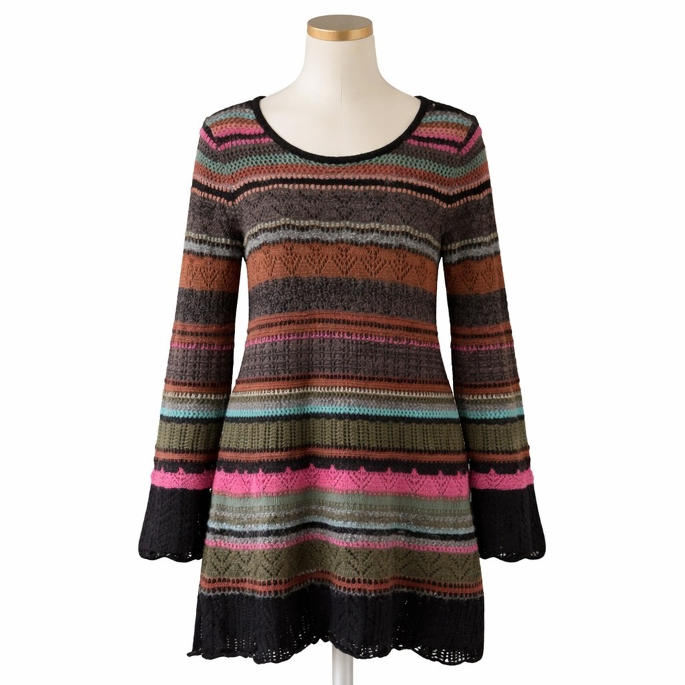 Peruvian Connection‎ Sweater Dress Women's M Alpaca Blend Multicolor Boho Knit